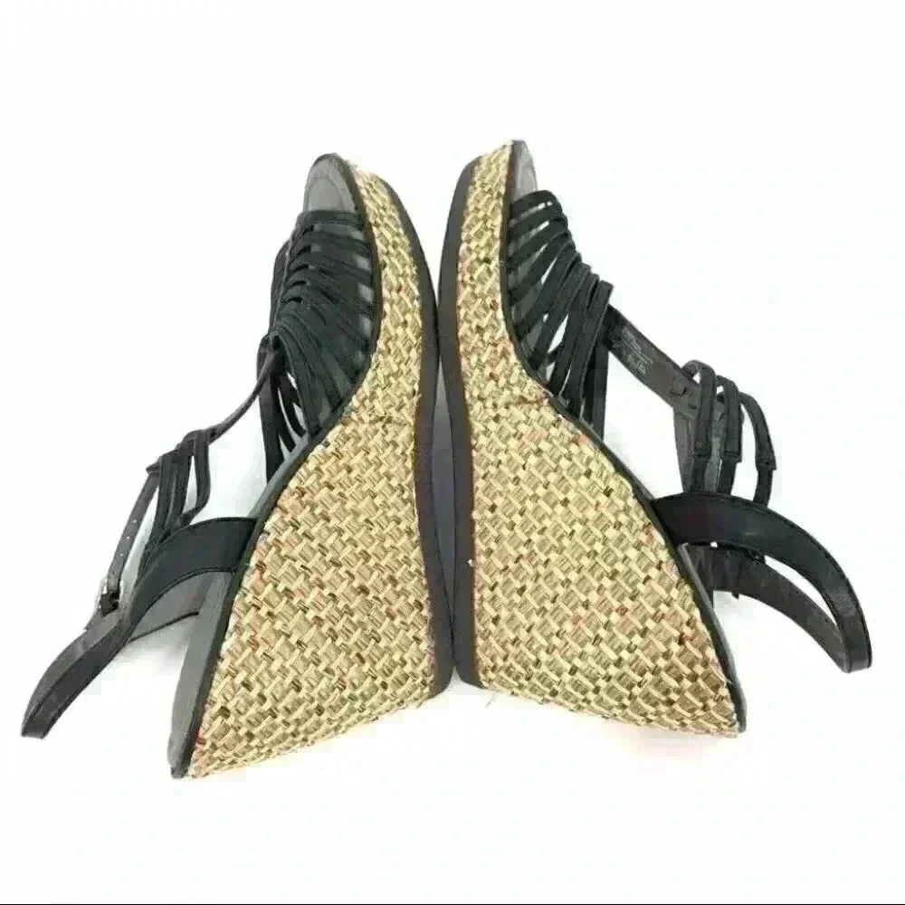 Hush Puppies cores sandals size 11 43 black leather multicolored woven Platform